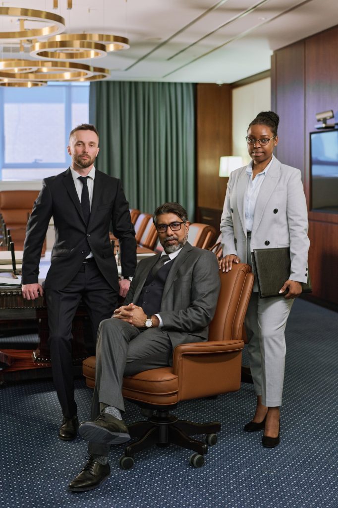 Group of professional lawyers in suits